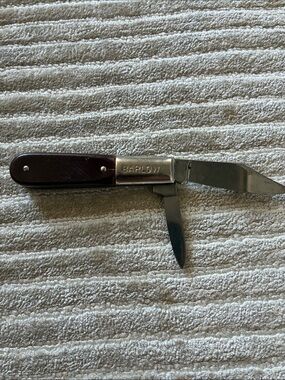 Vintage Barlow Double-Blade Folding Knife - Dark Brown Handle